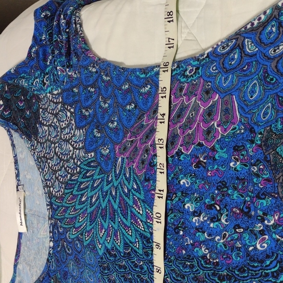 Beautiful peacock feathers tunic top/dress, sz med - Picture 10 of 16